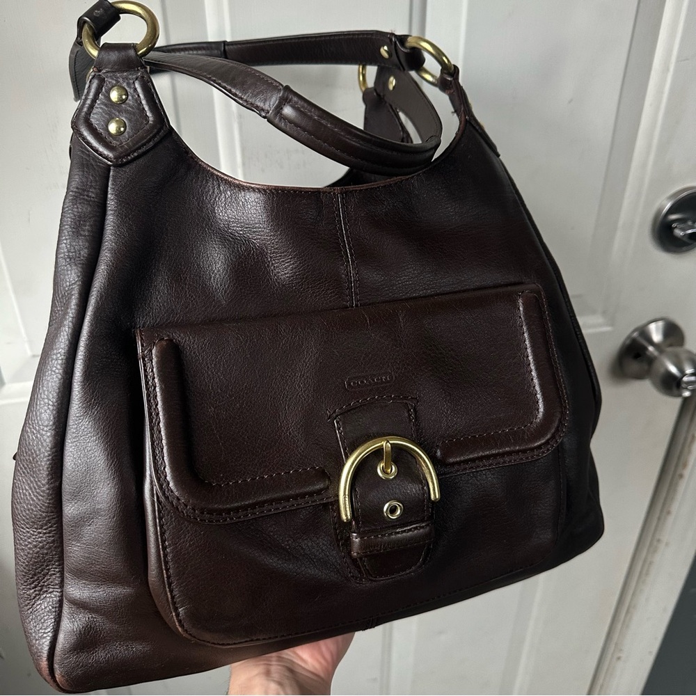 Y2K Coach Campbell Mahogany Brown Hobo Shoulder Bag Gold Hardware